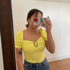 Yellow Blouse Puff Sleeves